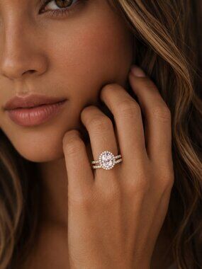 "Arabella" Oval Halo Engagement Ring Set